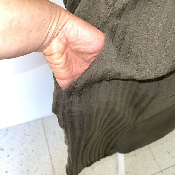 Pharaoh Collection Dress Womens Size 1 Japanese Cotton V Neck Green Made In USA - Picture 9 of 12